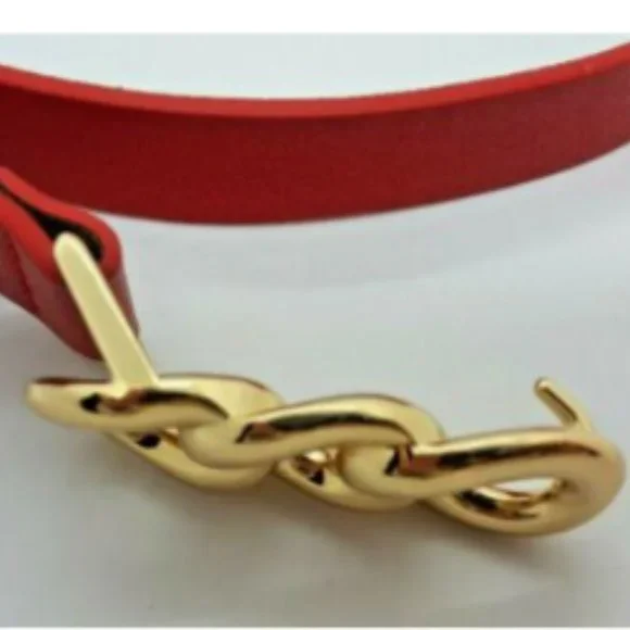 INC Chain Link Style Red Leather Belt - S - NWT - Picture 5 of 6